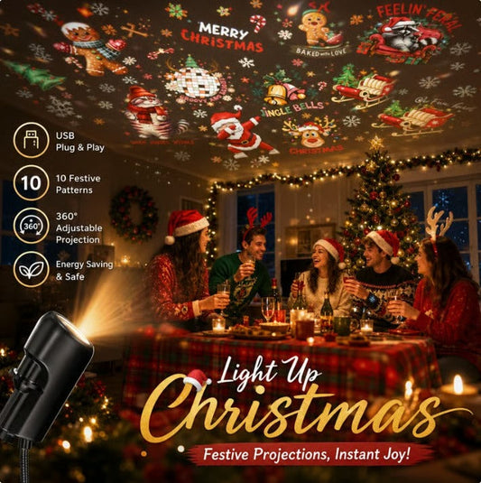 Plug-&-Play HD Christmas Projector - 6 or 10 Festive Scenes