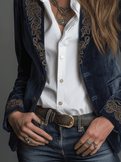 Midnight Velvet Embroidered Blazer