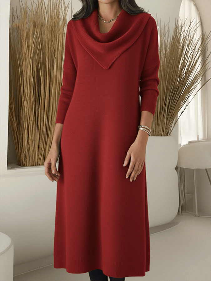 Women'S Casual Solid Color Long-Sleeved Dress