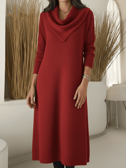 Women'S Casual Solid Color Long-Sleeved Dress