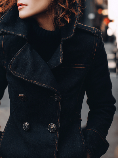 Chic Structured Oversized Collar Peacoat
