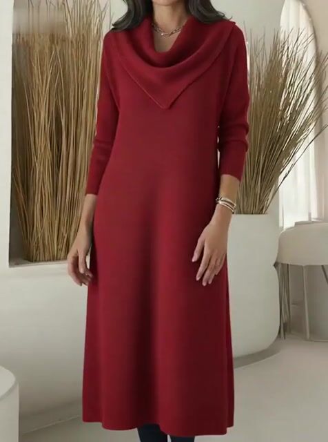 Women'S Casual Solid Color Long-Sleeved Dress
