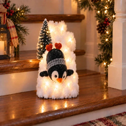 Snowy Stairway – Penguin Faux Snow Staircase Garland