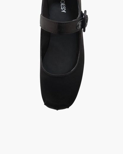Satin Square Toe Mary Jane Flats