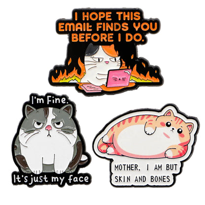 Sarcastic Cat Pin Set