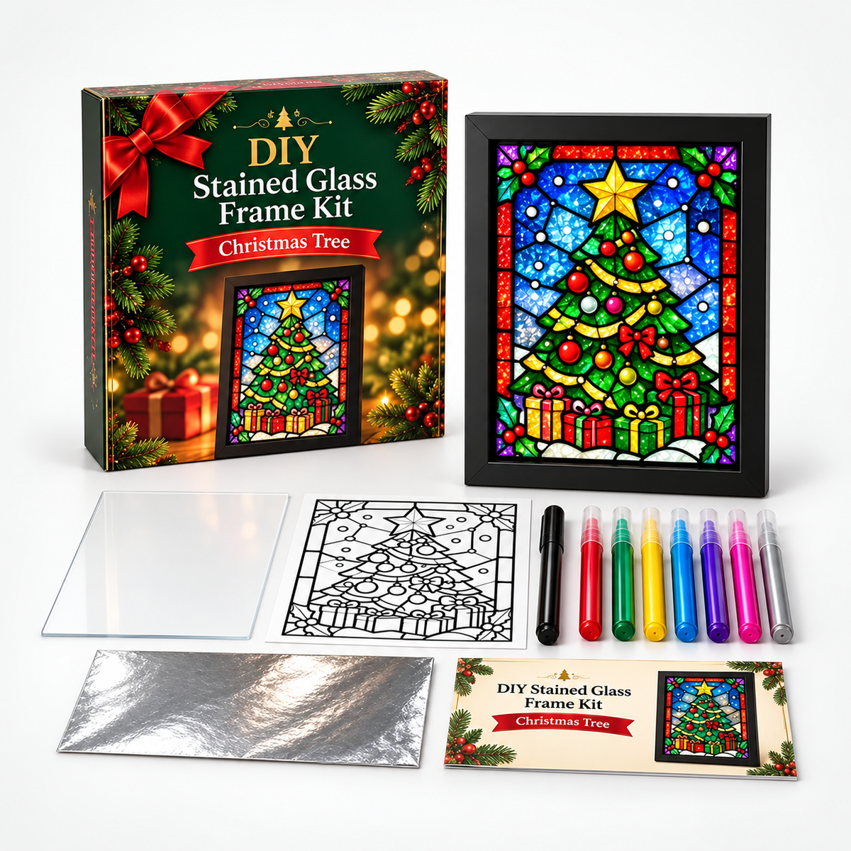 NoelGlow – Foil-Backed Christmas Stained Glass Art Kit
