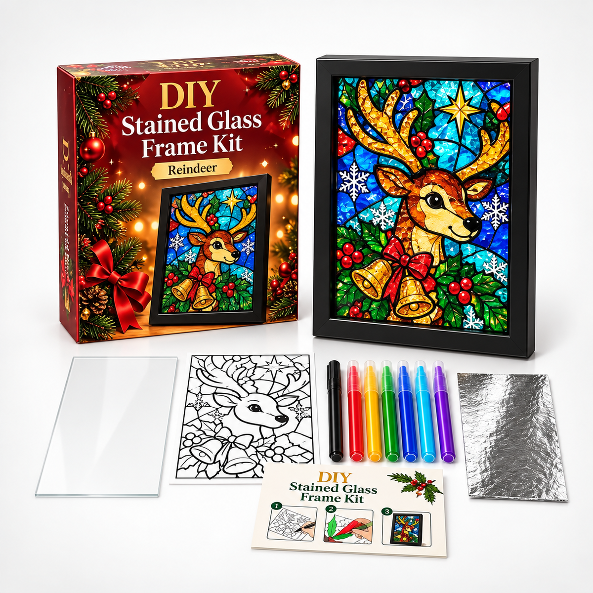 NoelGlow – Foil-Backed Christmas Stained Glass Art Kit