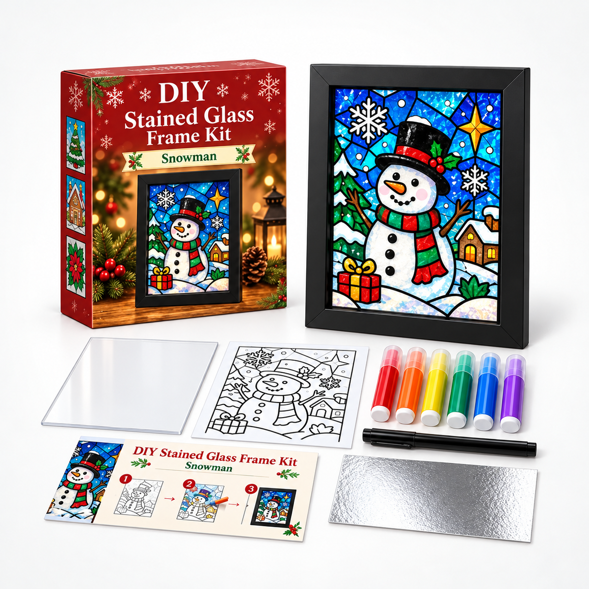 NoelGlow – Foil-Backed Christmas Stained Glass Art Kit