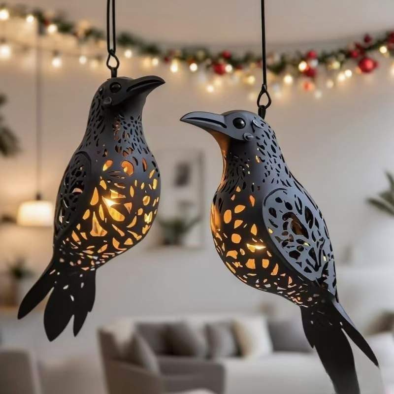 Handmade Gothic Raven Hanging Lantern