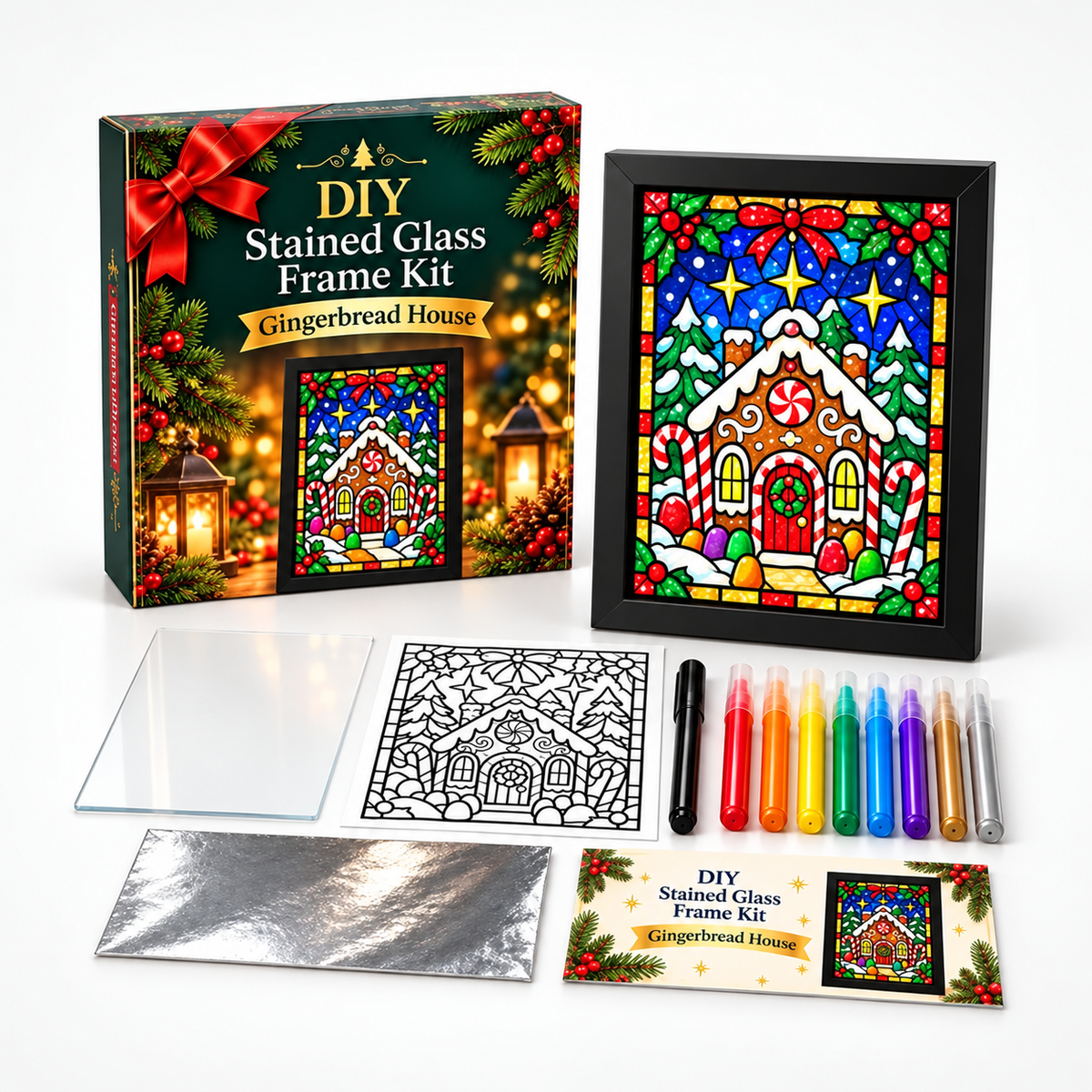 NoelGlow – Foil-Backed Christmas Stained Glass Art Kit