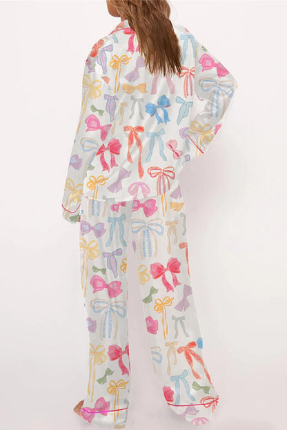 Bow Long Sleeve and Pants Pajama Set