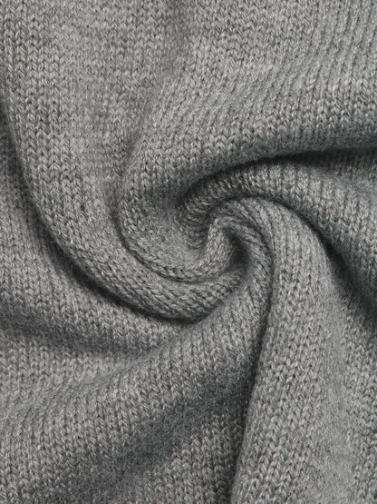 Two-Tone Polo Collar Faux Two-Piece Knit Sweater