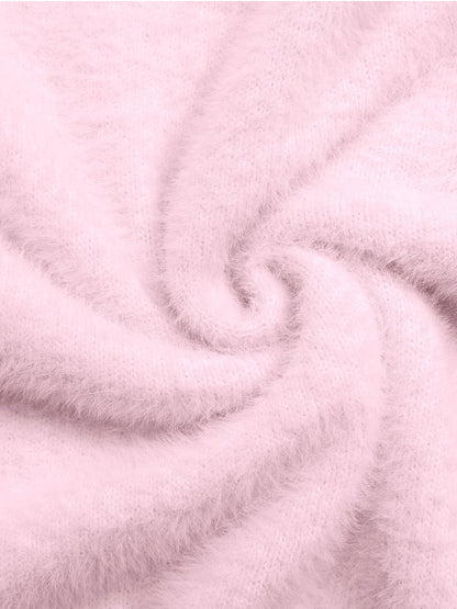 Off-Shoulder Fluffy Knit Oversized Sweater