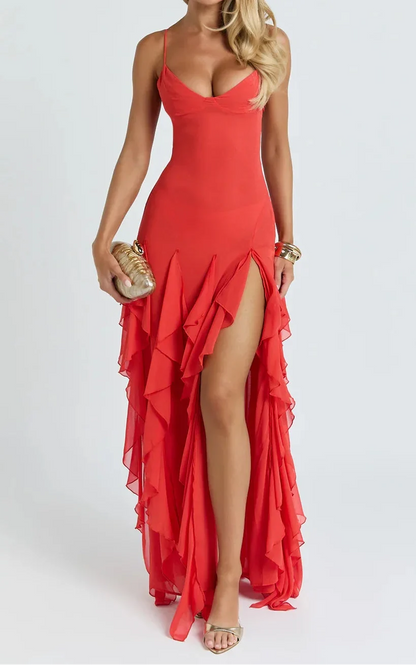 Tulle Muse Spaghetti Strap Tiered Ruffled Dress