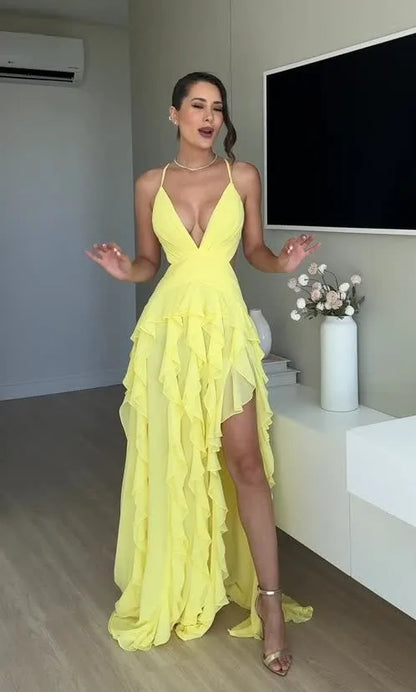 Sexy Sling Deep V Stringy Selvedge Dress