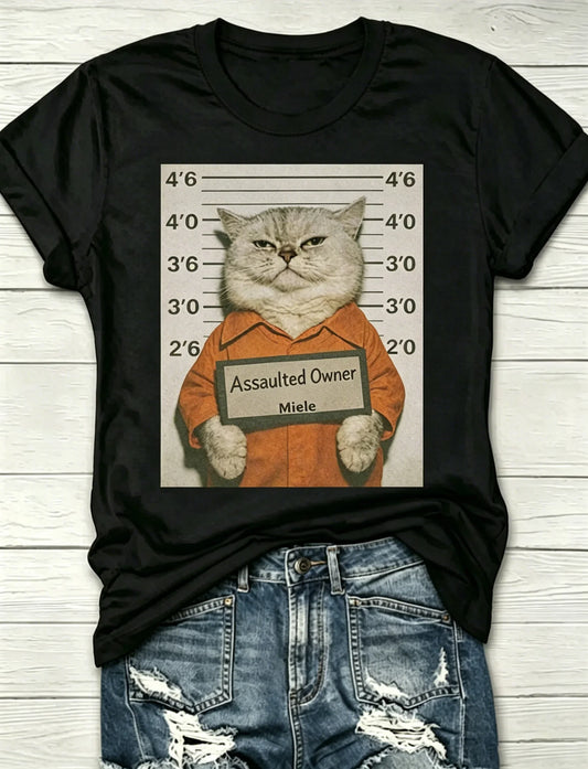 Women Funny Animal Graphic Crew Neck Short Sleeve Casual Cotton T-Shirt