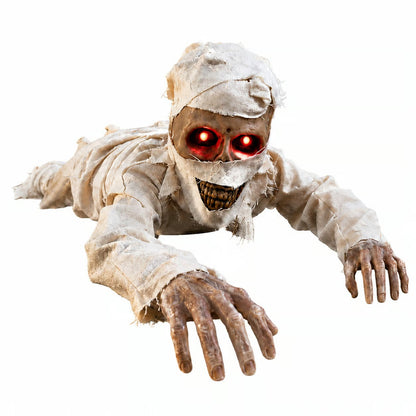 Sound-Activated Animated Crawling Mummy with Glowing Red Eyes
