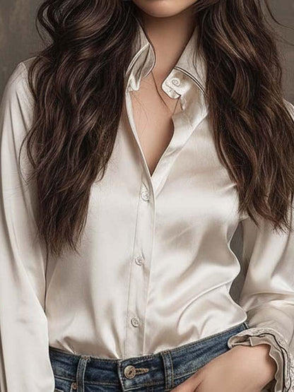 Ivory Embroidered Satin Blouse