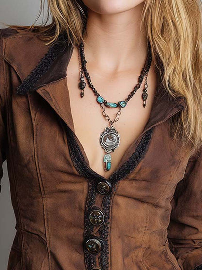 Western Style Vintage Washed Embroidered Button Shirt