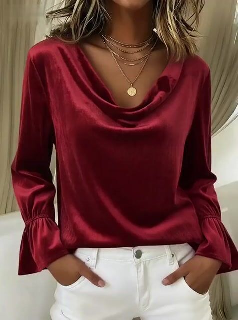 Women'S Casual Loose Bell Sleeve Top