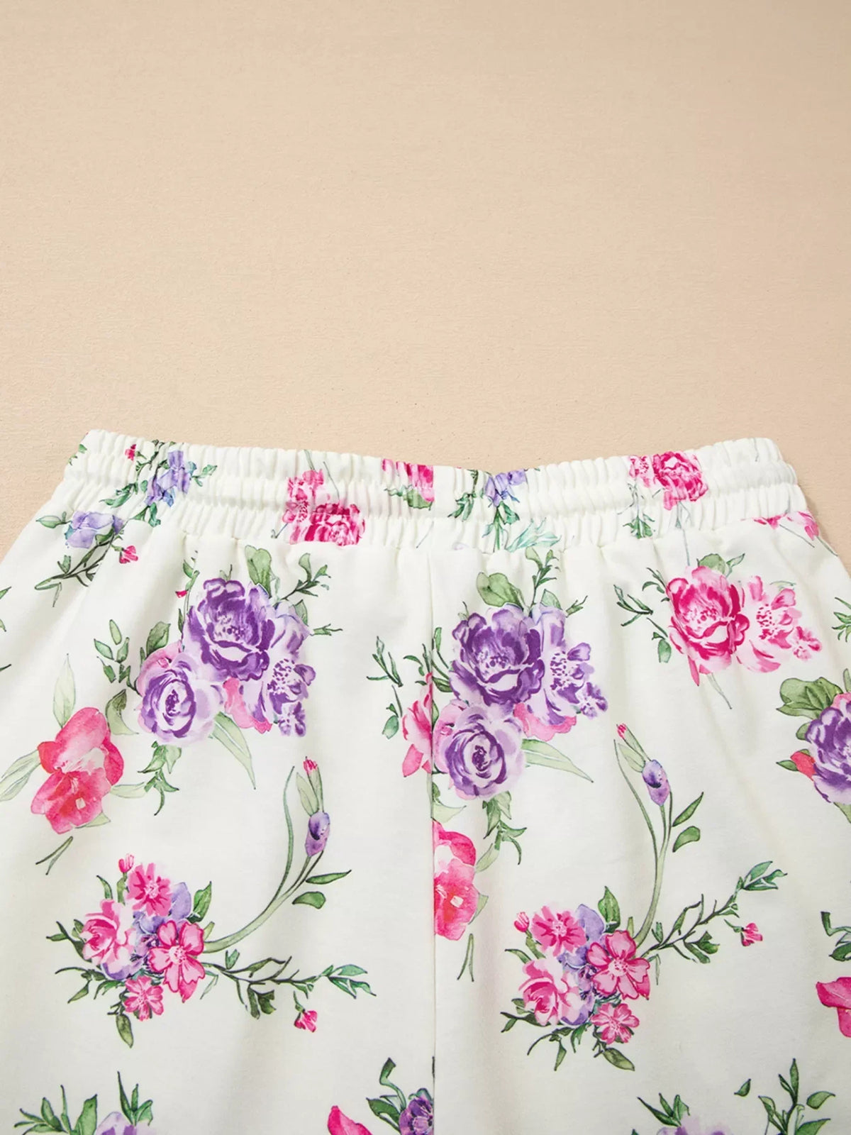 Floral Print Round Neck Top and Drawstring Pants Lounge Set