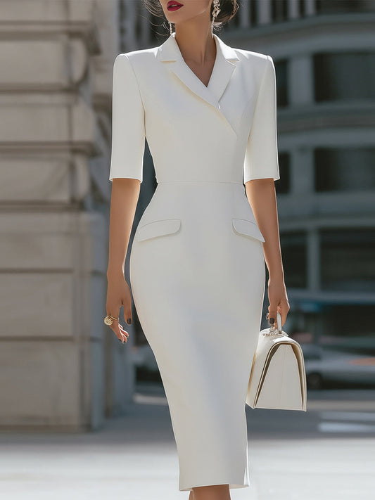 White Tailored Blazer Midi Dress