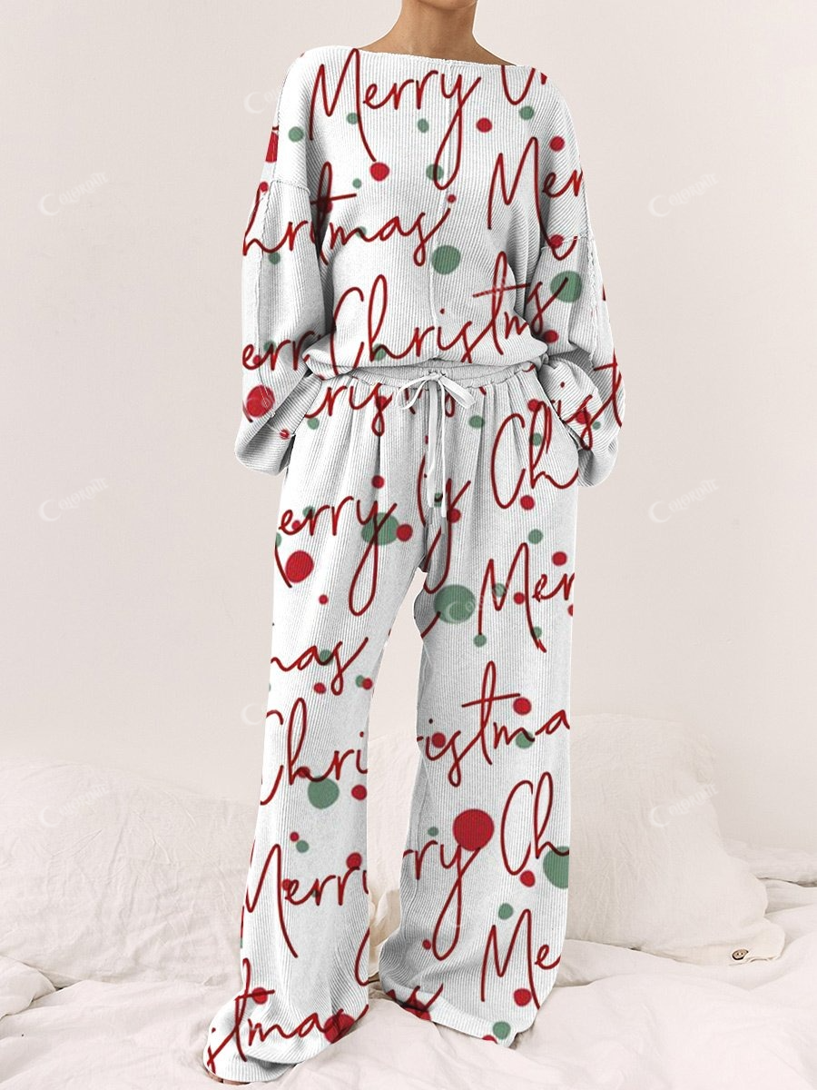 Women's Christmas Printed Lounge Long Sleeve Suit