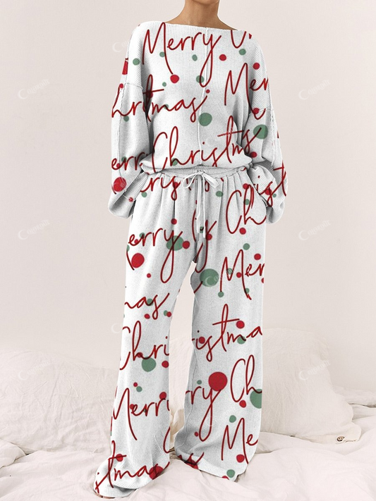 Women's Christmas Printed Lounge Long Sleeve Suit