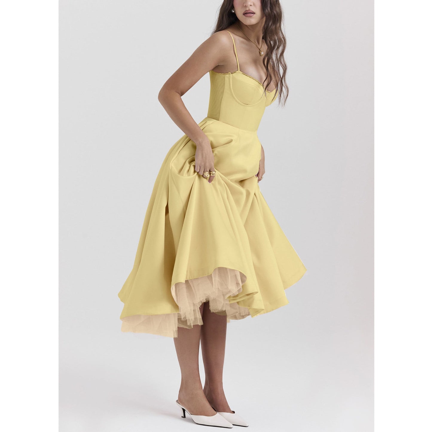 V-neck Brace Sleeveless Maxi Dress