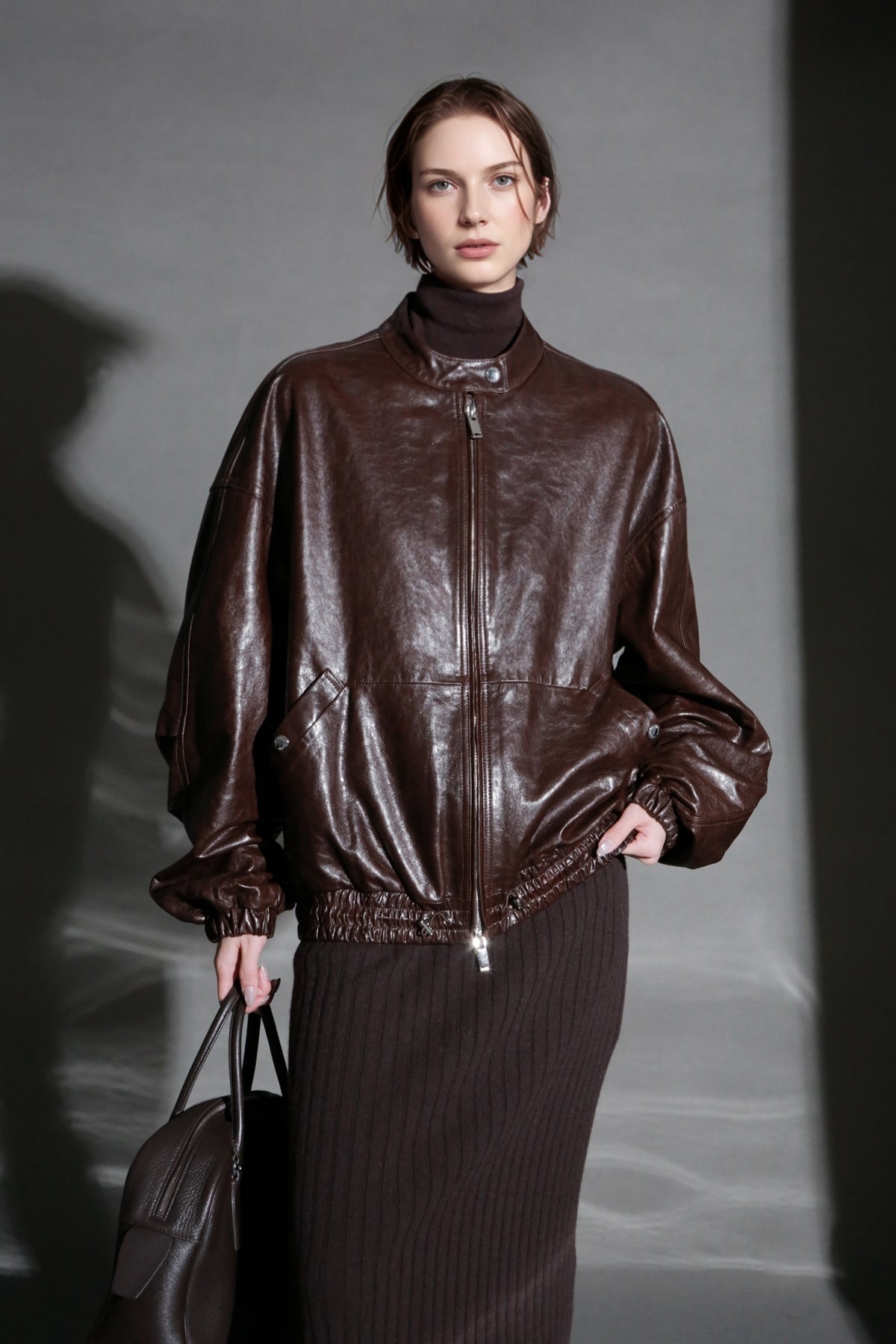 Women’s Sheepskin Leather Moto Jacket – Casual Chic Cropped Biker Style Short Coat for Autumn