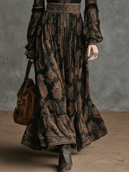 Vintage Boho Floral Maxi Dress
