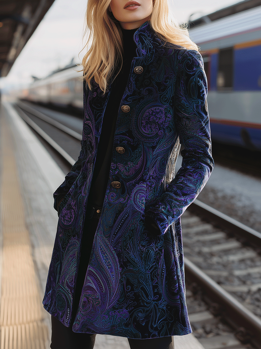 Heritage Paisley Velvet  Long Coat