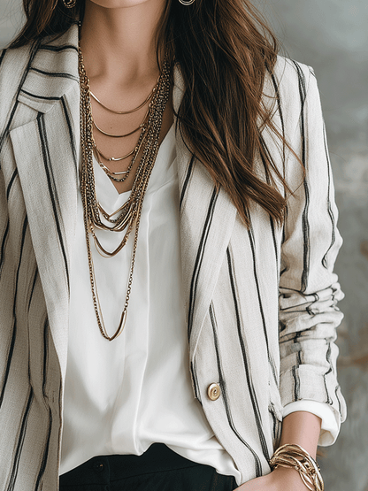 Modern Chic Pinstripe Lightweight Blazer Jacket