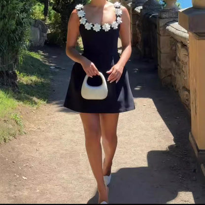 French Style Heavy Industry Beads Sling Dress