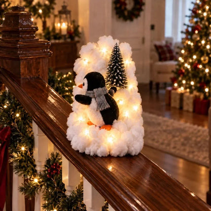 Snowy Stairway – Penguin Faux Snow Staircase Garland