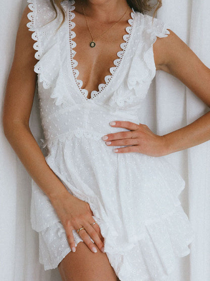 V neck lace dress