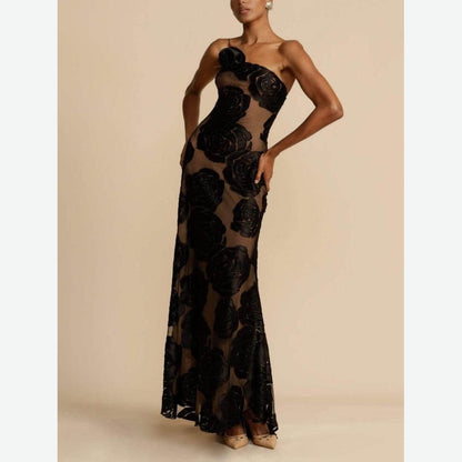 Sexy Women Clothing New Sexy Hollow Three-Dimensional Big Flower Dress