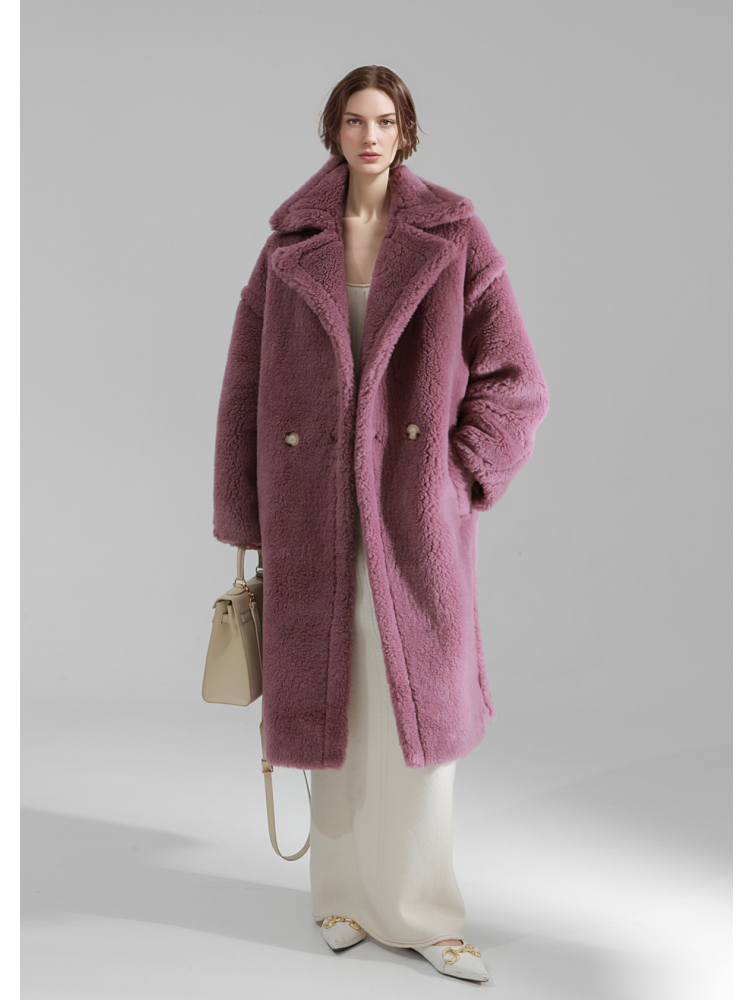 Oversized Teddy Fleece Coat for Women – Thick Shearling Jacket with Full Lining and Alpaca Wool Blend for Fall Winter