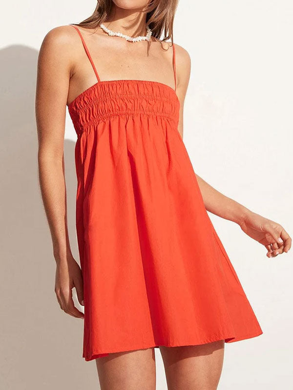 Thin straps ruched dress