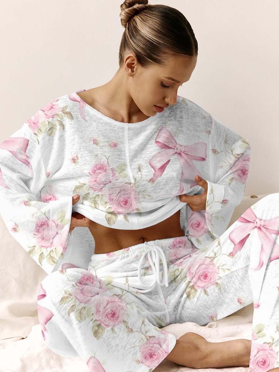 Women's Floral Bow Pajama Set