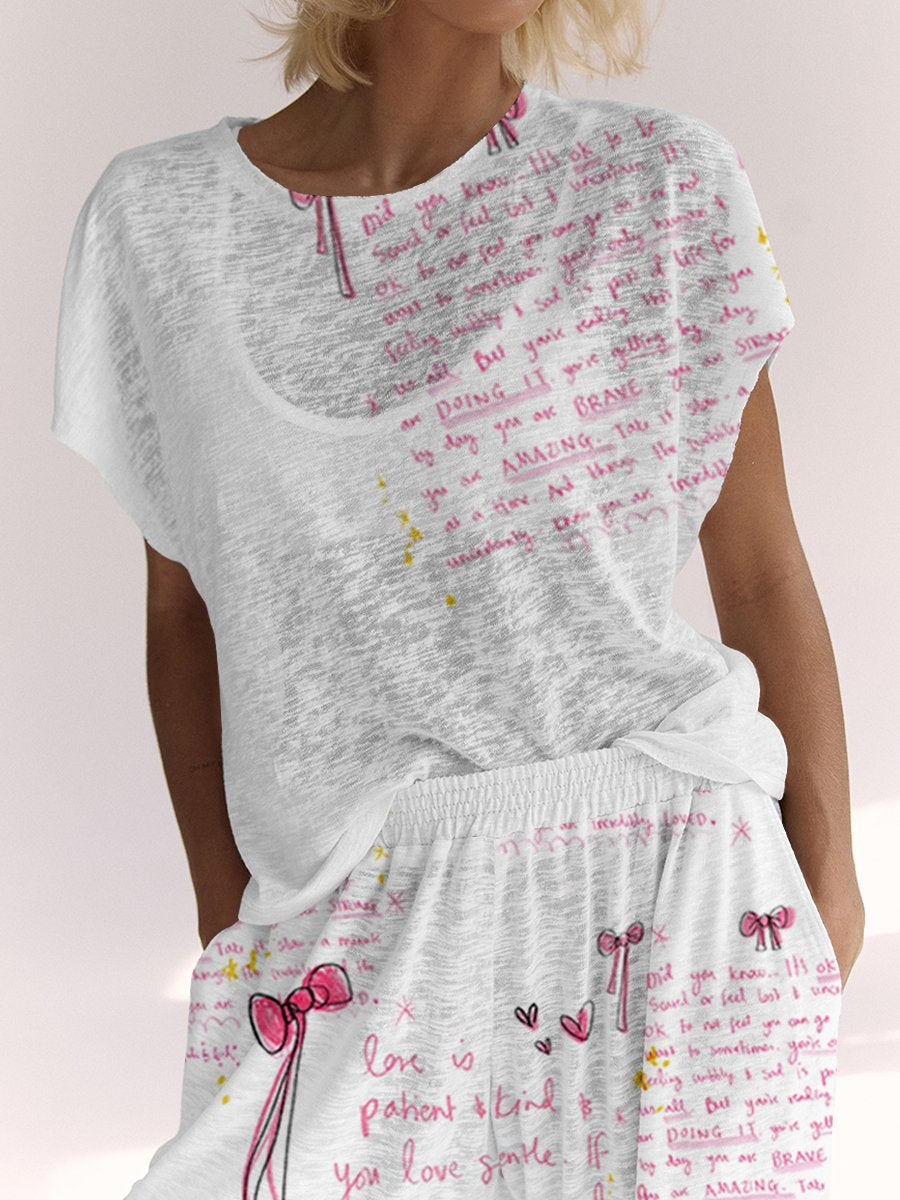 Ladies Cotton Loose Short Sleeve Suit