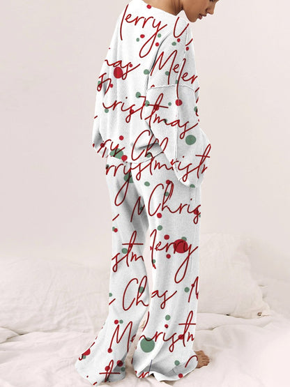 Women's Christmas Printed Lounge Long Sleeve Suit