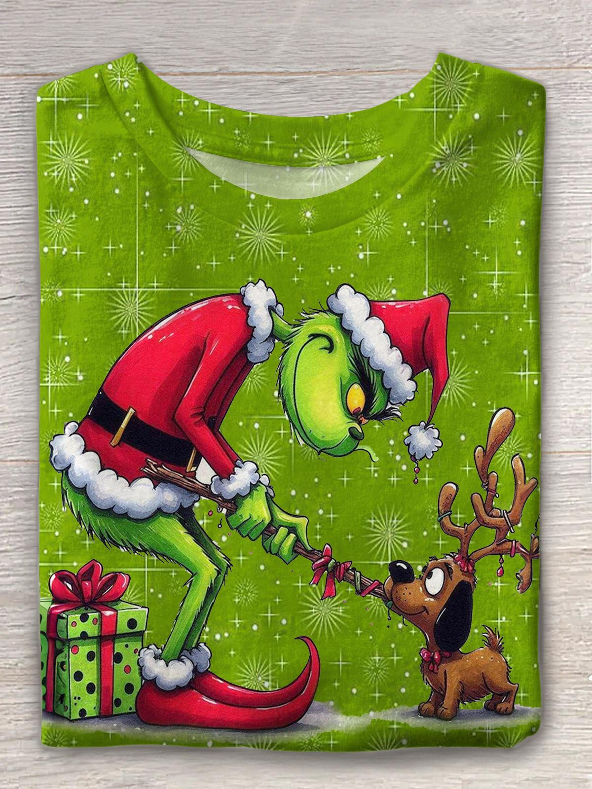 Christmas Grinch Puppy Crew Neck T-shirt
